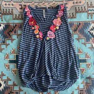 Free people Frida tank top sleeveless embroidered size large